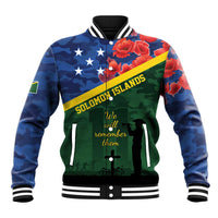 Personalised Solomon Islands Remembrance Day Baseball Jacket We Will Remember Them with Camouflage Style