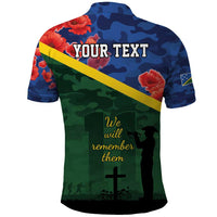 Personalised Solomon Islands Remembrance Day Polo Shirt We Will Remember Them with Camouflage Style