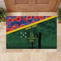 Personalised Solomon Islands Remembrance Day Rubber Doormat We Will Remember Them with Camouflage Style