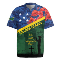 Personalised Solomon Islands Remembrance Day Rugby Jersey We Will Remember Them with Camouflage Style LT9 Green - Polynesian Pride