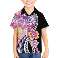 Aloha Vintage Hibiscus Lei Seamless Pattern Family Matching Short Sleeve Bodycon Dress and Hawaiian Shirt - Polynesian Pride