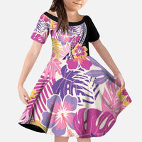 Aloha Vintage Hibiscus Lei Seamless Pattern Family Matching Summer Maxi Dress and Hawaiian Shirt - Polynesian Pride