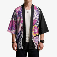 Aloha Vintage Hibiscus Lei Seamless Pattern Kimono - Polynesian Pride