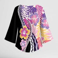 Aloha Vintage Hibiscus Lei Seamless Pattern Kimono Sleeve Blouse - Polynesian Pride