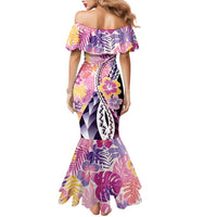 Aloha Vintage Hibiscus Lei Seamless Pattern Mermaid Dress - Polynesian Pride