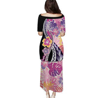 Aloha Vintage Hibiscus Lei Seamless Pattern Puletasi - Polynesian Pride