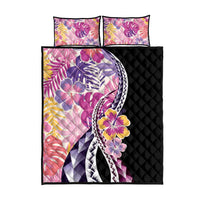 Aloha Vintage Hibiscus Lei Seamless Pattern Quilt Bed Set - Polynesian Pride