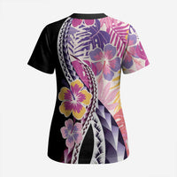 Aloha Vintage Hibiscus Lei Seamless Pattern Scrub Top - Polynesian Pride