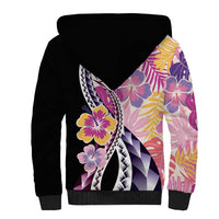 Aloha Vintage Hibiscus Lei Seamless Pattern Sherpa Hoodie - Polynesian Pride