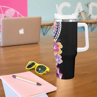 Aloha Vintage Hibiscus Lei Seamless Pattern Tumbler With Handle - Polynesian Pride