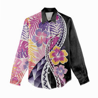 Aloha Vintage Hibiscus Lei Seamless Pattern Women Casual Shirt - Polynesian Pride