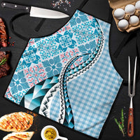 Aloha Vintage Palaka Floral Hawaiian Quilt Apron Uliuli Motif LT9 Blue - Polynesian Pride