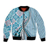 Aloha Vintage Palaka Floral Hawaiian Quilt Bomber Jacket Uliuli Motif - Polynesian Pride