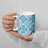 Aloha Vintage Palaka Floral Hawaiian Quilt Ceramic Mug Uliuli Motif - Polynesian Pride