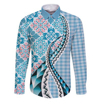 Aloha Vintage Palaka Floral Hawaiian Quilt Family Matching Off Shoulder Short Dress and Hawaiian Shirt Uliuli Motif - Polynesian Pride