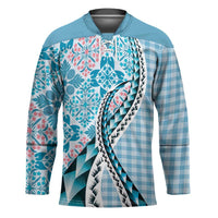 Aloha Vintage Palaka Floral Hawaiian Quilt Hockey Jersey Uliuli Motif - Polynesian Pride