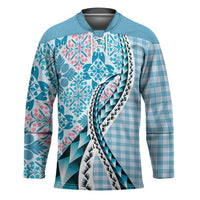 Aloha Vintage Palaka Floral Hawaiian Quilt Hockey Jersey Uliuli Motif - Polynesian Pride