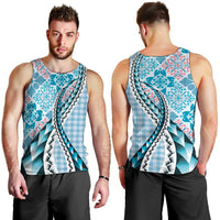 Aloha Vintage Palaka Floral Hawaiian Quilt Men Tank Top Uliuli Motif - Polynesian Pride