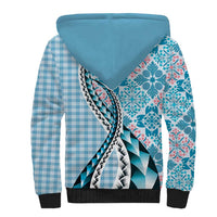 Aloha Vintage Palaka Floral Hawaiian Quilt Sherpa Hoodie Uliuli Motif - Polynesian Pride