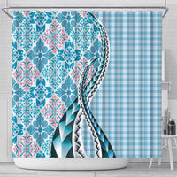Aloha Vintage Palaka Floral Hawaiian Quilt Shower Curtain Uliuli Motif - Polynesian Pride