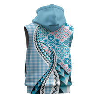 Aloha Vintage Palaka Floral Hawaiian Quilt Sleeveless Hoodie Uliuli Motif - Polynesian Pride