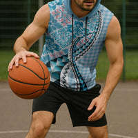 Aloha Vintage Palaka Floral Hawaiian Quilt Sleeveless Hoodie Uliuli Motif - Polynesian Pride