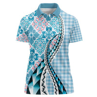 Aloha Vintage Palaka Floral Hawaiian Quilt Women Polo Shirt Uliuli Motif - Polynesian Pride