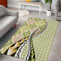 Aloha Vintage Palaka Floral Hawaiian Quilt Area Rug Omaomao Motif - Polynesian Pride