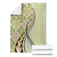 Aloha Vintage Palaka Floral Hawaiian Quilt Blanket Omaomao Motif - Polynesian Pride