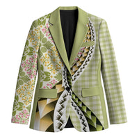 Aloha Vintage Palaka Floral Hawaiian Quilt Blazer Omaomao Motif - Polynesian Pride