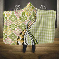 Aloha Vintage Palaka Floral Hawaiian Quilt Hooded Blanket Omaomao Motif - Polynesian Pride