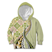 Aloha Vintage Palaka Floral Hawaiian Quilt Kid Hoodie Omaomao Motif - Polynesian Pride