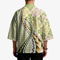 Aloha Vintage Palaka Floral Hawaiian Quilt Kimono Omaomao Motif - Polynesian Pride