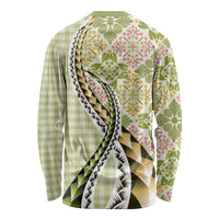 Aloha Vintage Palaka Floral Hawaiian Quilt Long Sleeve Shirt Omaomao Motif - Polynesian Pride