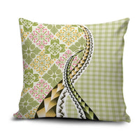 Aloha Vintage Palaka Floral Hawaiian Quilt Pillow Cover Omaomao Motif LT9 Lime - Polynesian Pride