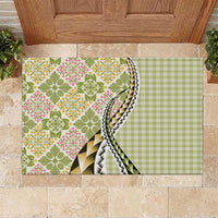 Aloha Vintage Palaka Floral Hawaiian Quilt Rubber Doormat Omaomao Motif - Polynesian Pride