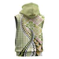 Aloha Vintage Palaka Floral Hawaiian Quilt Sleeveless Hoodie Omaomao Motif - Polynesian Pride