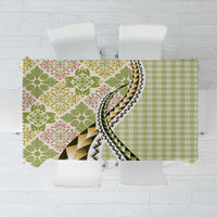 Aloha Vintage Palaka Floral Hawaiian Quilt Tablecloth Omaomao Motif - Polynesian Pride