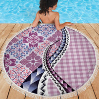 Aloha Vintage Palaka Floral Hawaiian Quilt Beach Blanket Akala Motif - Polynesian Pride