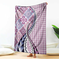 Aloha Vintage Palaka Floral Hawaiian Quilt Blanket Akala Motif - Polynesian Pride