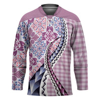 Aloha Vintage Palaka Floral Hawaiian Quilt Hockey Jersey Akala Motif - Polynesian Pride