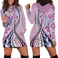 Aloha Vintage Palaka Floral Hawaiian Quilt Hoodie Dress Akala Motif - Polynesian Pride