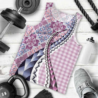 Aloha Vintage Palaka Floral Hawaiian Quilt Men Tank Top Akala Motif - Polynesian Pride