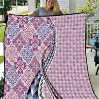 Aloha Vintage Palaka Floral Hawaiian Quilt Quilt Akala Motif - Polynesian Pride