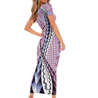 Aloha Vintage Palaka Floral Hawaiian Quilt Short Sleeve Bodycon Dress Akala Motif - Polynesian Pride