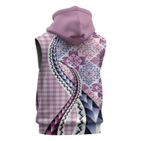 Aloha Vintage Palaka Floral Hawaiian Quilt Sleeveless Hoodie Akala Motif - Polynesian Pride