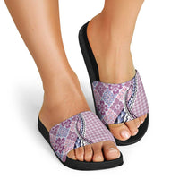 Aloha Vintage Palaka Floral Hawaiian Quilt Slide Sandals Akala Motif - Polynesian Pride