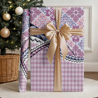 Aloha Vintage Palaka Floral Hawaiian Quilt Wrapping Paper Akala Motif - Polynesian Pride