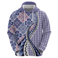 Aloha Vintage Palaka Floral Hawaiian Quilt Hoodie Poni Motif - Polynesian Pride