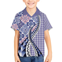 Aloha Vintage Palaka Floral Hawaiian Quilt Kid Hawaiian Shirt Poni Motif - Polynesian Pride